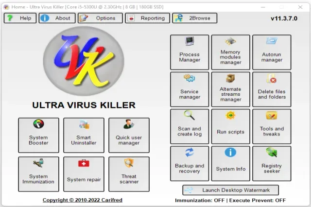 تحميل برنامج التصدي للفيروسات وإصلاح النظام والحماية من البرامج الضارة UVK Ultra Virus Killer مجانا