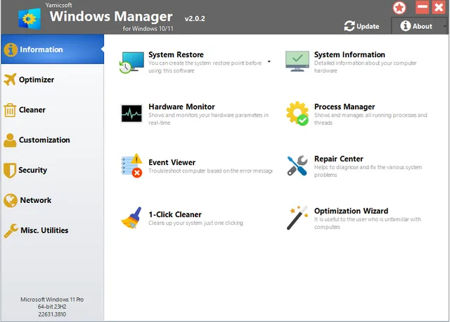 تفعيل برنامج تنظيف وتحسين وحماية ومعالجة النظام "Windows Manager" للويندوز